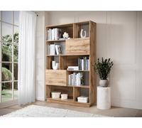 Bibliothèque avec 2 portes et 8 niches - Naturel clair - CEVANIA