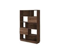 Vente-unique - Bibliothéque avec 2 Portes et 8 niches - Naturel foncé - CEVANIA