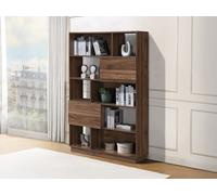 Bibliothèque avec 2 portes et 8 niches - Naturel foncé - CEVANIA