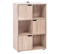 Bibliothèque avec 3 portes et 6 étagères | Chêne | 29 x 59,6 x 91 cm