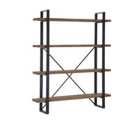 Bibliothèque avec 5 étagères coloris chêne américain / noir - Largeur 150 x Profondeur 35 x Hauteur 180 cm