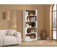 Bibliothèque avec 5 niches en MDF - Blanc et naturel clair - FARENZA