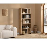 Bibliothèque avec 5 niches en MDF - Naturel clair - GLIANA