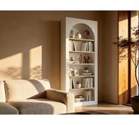 Bibliothèque avec 6 niches - Blanc et Naturel clair - CYMORA