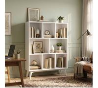 Bibliothèque avec 8 Cubes, pour Bureau, Salon, Salle à Manger, 24 x 90 x 107,4 cm, Blanc