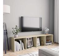 vidaXL Bibliothèque Meuble TV 815270 Chêne fumé 143x30x36 cm Bois d'ingénierie