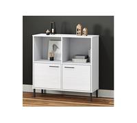 vidaXL Bibliothèque avec pieds en métal Blanc 90x35x90,5 cm Bois OSLO351017 Blanc G