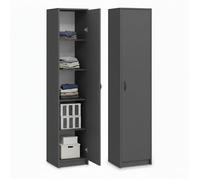 Bibliothèque avec porte 50 cm - Armoire de rangement - Meuble de rangement avec 4 étagères réglables - Étagère colonne - Graphite