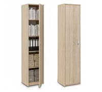 Bibliothèque avec porte 50 cm - Armoire de rangement - Meuble de rangement avec 4 étagères réglables - Étagère colonne - Sonoma