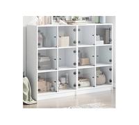 vidaXL Bibliothèque avec Portes, Armoire à Livres avec Poignées, Meuble avec Compartiments de Salon Intérieur, Moderne, 3206510 Blanc G