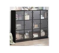 vidaXL Bibliothèque avec Portes, Armoire à Livres avec Poignées, Meuble avec Compartiments de Salon Intérieur, Moderne, Noir 3206511 Noir G