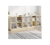 vidaXL Bibliothèque avec Portes, Armoire à Livres avec Rangement, Meuble à Livres Bureau Salon, Moderne, Chêne Sonoma Bois 3206533 Marron G