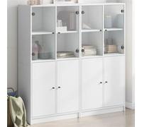vidaXL Bibliothèque avec portes et poignées 3206524 Blanc 136x37x142 cm Bois d'ingénierie Moderne