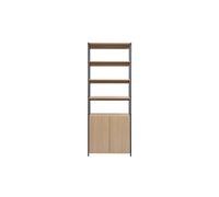 Bibliothèque avec rangements finition bois clair chêne et métal noir L80 cm MAXENCE