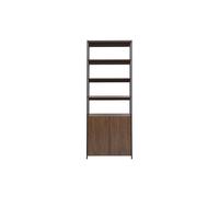 Bibliothèque avec rangements finition bois foncé noyer et métal noir L80 cm MAXENCE