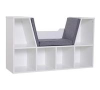 Bibliothèque banc 2 en 1 - HOMCOM - étagère cube 6 compartiments meuble rangement salon - bois - 102x30x61cm - gris