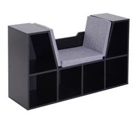 Bibliothèque banc 2 en 1 - HOMCOM - étagère cube 6 compartiments meuble rangement salon - bois - 102x30x61cm - noir