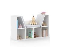 Bibliothèque banc OSCAR 6 cases avec coussins gris 102 cm blanc