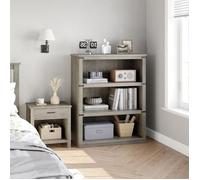 Bibliothèque basse grise 3 niveaux 101,6cm en bois style fermier étagères ouvertes, déco maison bureau salon chambre