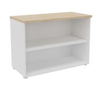 Bibliothèque basse sans porte L.100 x P.48 x H.72 cm - Corps Blanc - Top Chêne