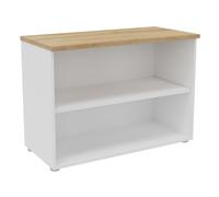 Bibliothèque basse sans porte L.100 x P.48 x H.72 cm - Corps Blanc - Top Chêne Nebraska