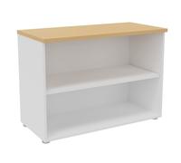 Bibliothèque basse sans porte L.100 x P.48 x H.72 cm - Corps Blanc - Top Hêtre