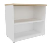Bibliothèque basse sans porte L.80 x P.48 x H.72 cm - Corps Blanc - Top Chêne