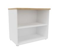 Bibliothèque basse sans porte L.80 x P.48 x H.72 cm - Corps Blanc - Top Chêne Nebraska
