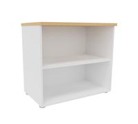 Bibliothèque basse sans porte L.80 x P.48 x H.72 cm - Corps Blanc - Top Hêtre
