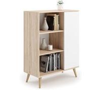 Bibliothèque beige blanc Liam pieds bois Marron G