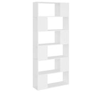 Bibliothèque Blanc Bois d'Ingénierie 6 Compartiments Séparateur de Pièce | Cloison de séparation,armoire à livres,étagère polyvalente,écran d'intimité,bois d'ingénierie,design classique