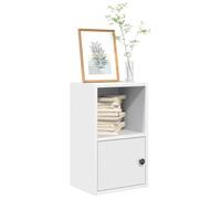 Bibliothèque blanche 31 x 24 x 52 cm, en matériau dérivé du bois, petite étagère sur pied, avec porte, organisateur de rangement cube polyvalent pour livres