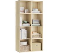 Bibliothèque blanche 4 niveaux - WOLTU - Chêne Clair - 8 compartiments - 60x29 5x121 cm - Style scandinave