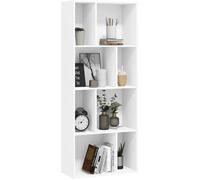 WOLTU Bibliothèque en Bois d’Ingénierie, Étagère Rangement à 4 Niveaux, avec 8 Compartiments, 60x29x143,5cm, Blanc SK032ws