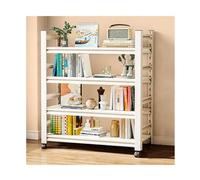 Bibliothèque Blanche sur Pied, bibliothèque en Acier, Hauteur 138 cm, étagère en métal à 4 Niveaux for Salon/Maison/Bureau(70 * 30 * 138cm-with Swivel Wheels)