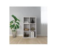 Bibliothèque 6 compartiments Buffet Blanc bois contreplaqué Étagère de rangement Organisateur