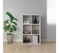 Bibliothèque 6 compartiments Buffet Blanc bois contreplaqué Étagère de rangement Organisateur