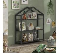 Bibliothèque cabane 110x40x141cm noir en pin - PINO