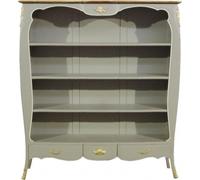 Bibliothèque Casa Padrino style baroque, imitation bois antique, gris et or, 166 x 185 cm - Bibliothèque élégante et représentative