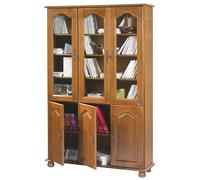Bibliothèque Chêne 6 Portes 10 Etagères 12 Niches L 120.6 H 182.2 P 33 cm