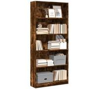 vidaXL Bibliothèque chêne fumé 80x24x176 cm Bois d'ingénierie, étagère à Livres, Porte-Livres, Support à Livres, Armoire de Rangement