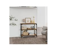 vidaXL Bibliothèque Chêne fumé 80x33x70,5cm Bois d'ingénierie et acier, étagère à livres, étagère, étagère d'affichage, bibliothèque Marron G