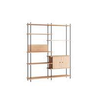 MOEBE Étagère avec armoire Shelving System Chêne-black. 163x200x35 cm. S.200.2.C