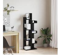vidaXL Bibliothèque Chêne Noir 48 x 25,5 x 140 cm – Bois d'ingénierie, Moderne, Rangement spacieux