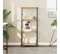 vidaXL Bibliothèque, Étagère à Livres avec 3 Compartiments, Meuble de Rangement Bureau Intérieur, Industriel, Chêne Sonoma Bois d'Ingénierie