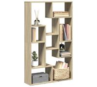 Bibliothèque chêne sonoma 72x20x120,5 cm bois d'ingénierie étagère rangement 9 compartiments design géométrique contemporain charge 100 kg salon bureau séparateur pièce meuble stable durable