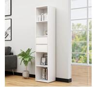 Bibliothèque contemporaine blanche avec 4 étagères et 2 tiroirs - TMISHION