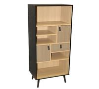 Bibliothèque contemporaine effet bois Chelsea - L. 60 x H. 140 cm - Noir