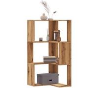 vidaXL Bibliothèque d'angle 3 Niveaux chêne Artisanal Bois ingénierie, étagère à Livres d'angle, vitrine d'angle, Armoire d'angle
