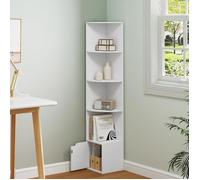 WOLTU Étagère d'angle à 5 Niveaux, Meuble d'angle | 1 Placard avec Porte, en Bois d'Ingénierie